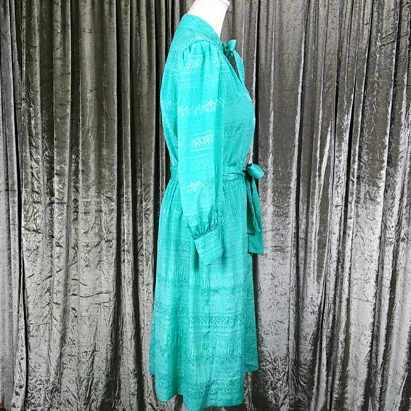 Mihang Long Sleeve Teal Green Dress - Picture 2 of 7